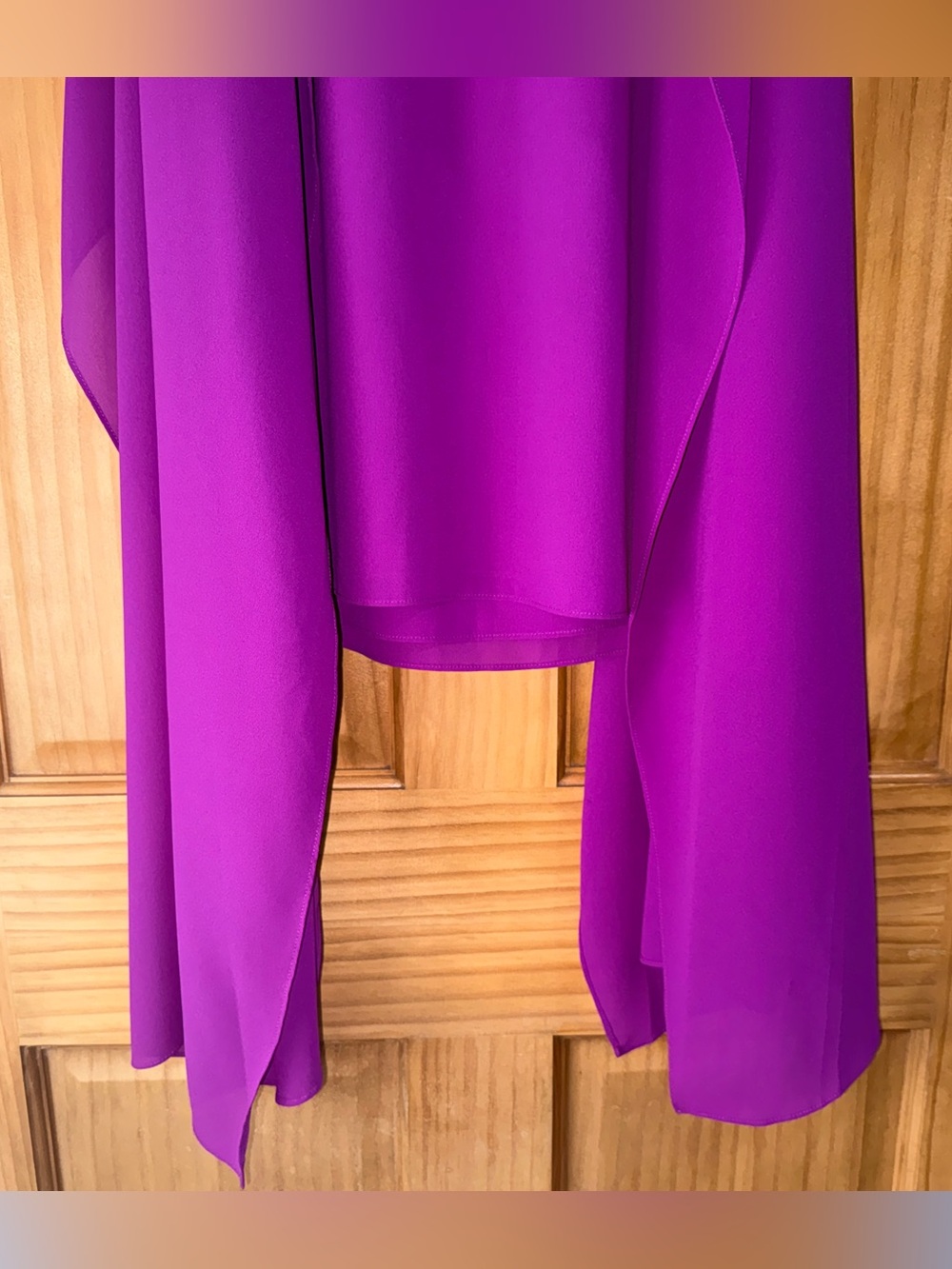 Belle Badgley Mischka Magenta Chiffon Tiered Cocktail Sheath Dress-10-EC - Picture 12 of 14